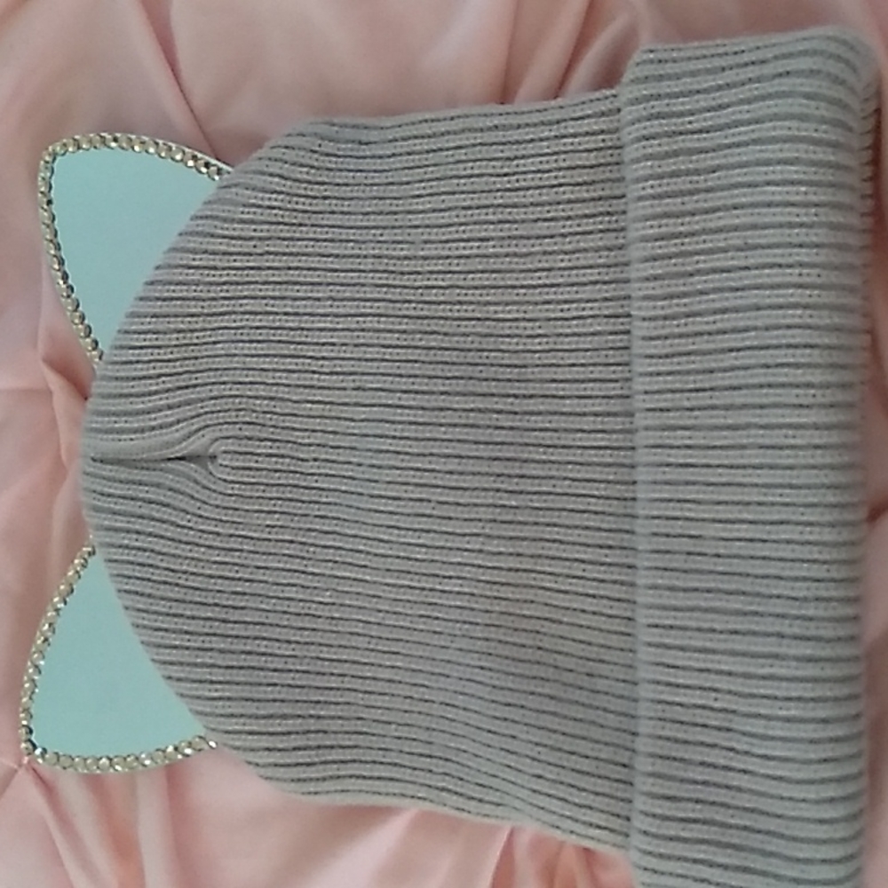 Mirrored Jeweled cat ears cozy winter hat knit cosplay